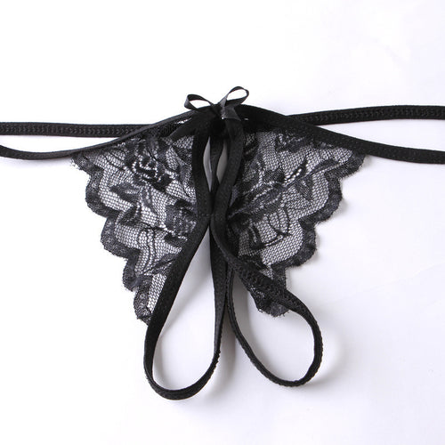 Lace T-Back Thong Panty with Satin Bow