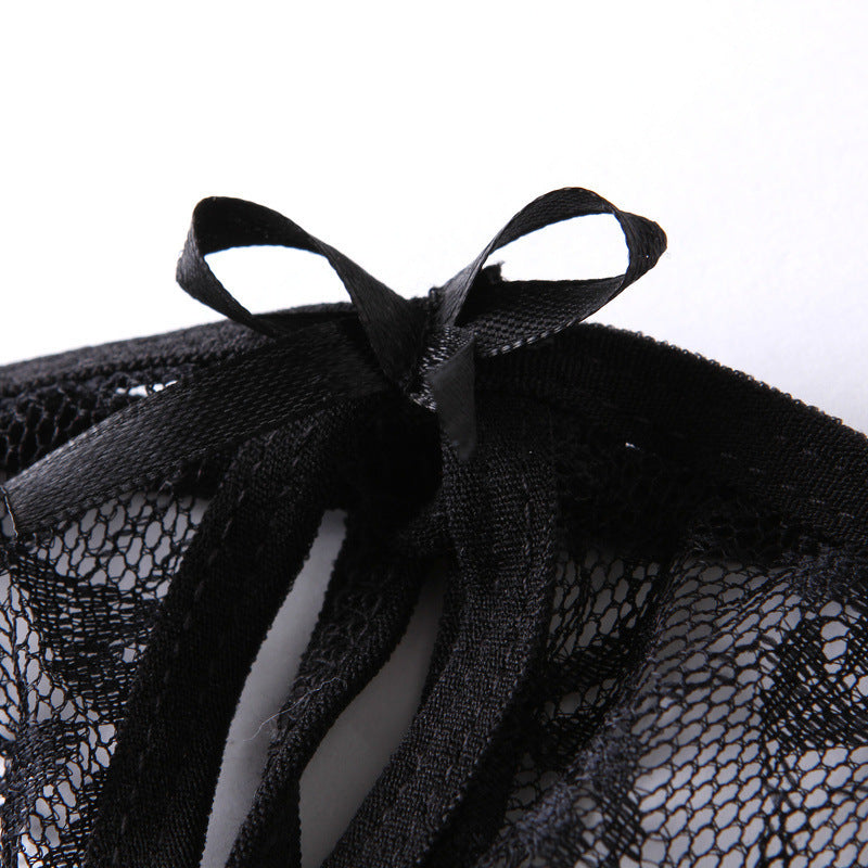 Lace T-Back Thong Panty with Satin Bow