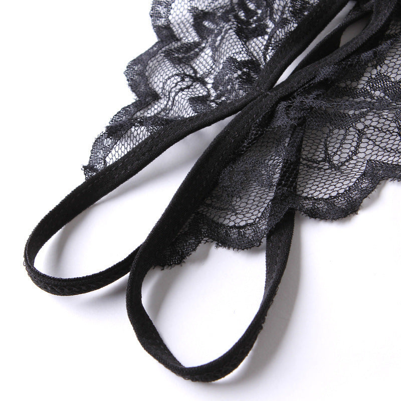 Lace T-Back Thong Panty with Satin Bow