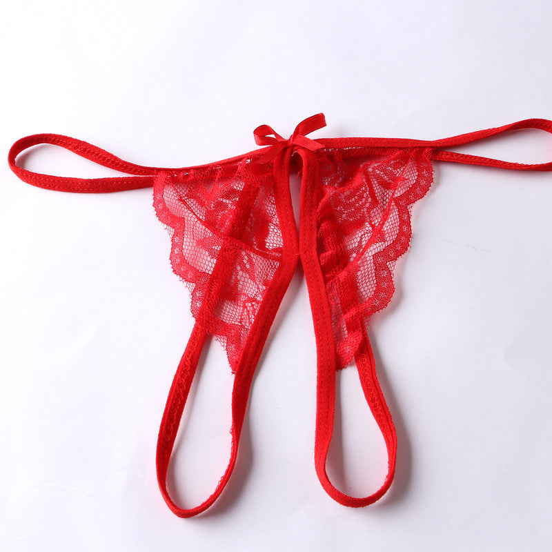 Lace T-Back Thong Panty with Satin Bow