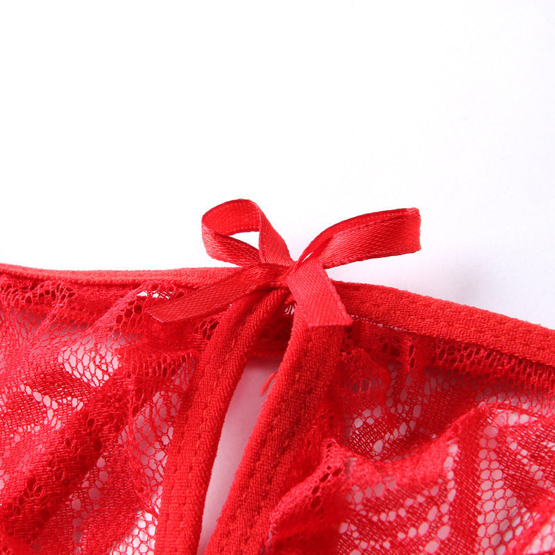 Lace T-Back Thong Panty with Satin Bow