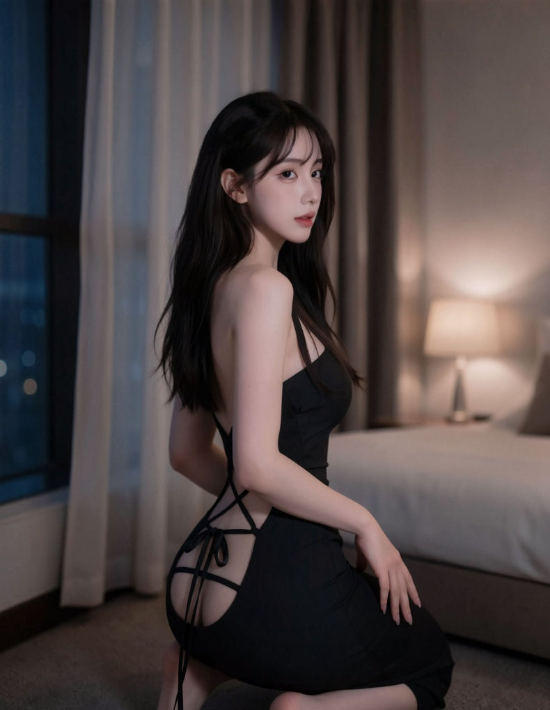 Lace-Up Backless Bodycon Mini Dress