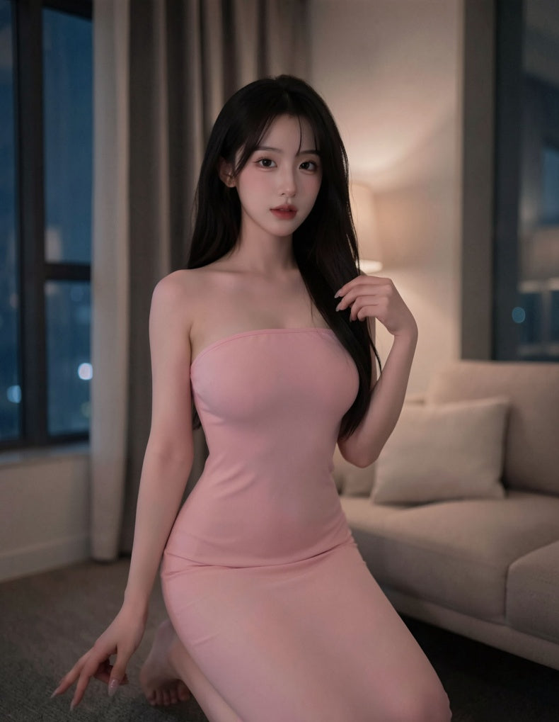 Pink Lace-Up Backless Mini Dress - side back view