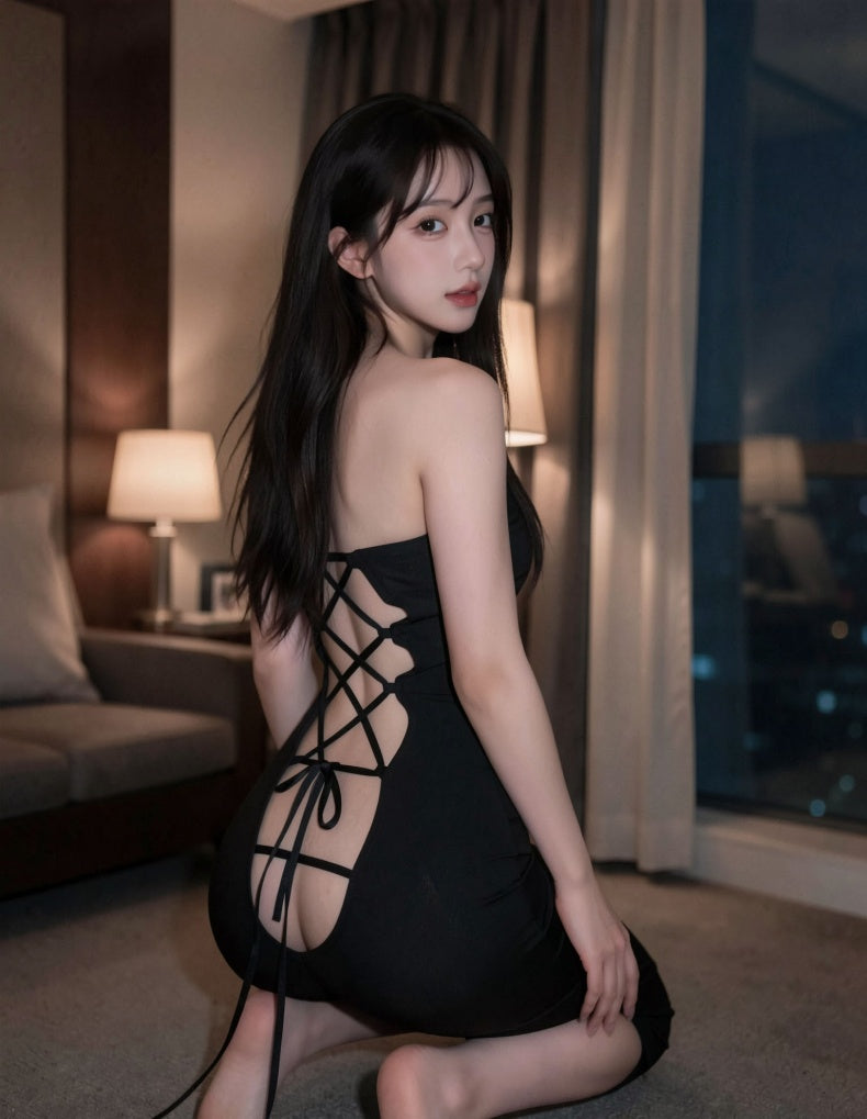 Lace-Up Backless Bodycon Mini Dress