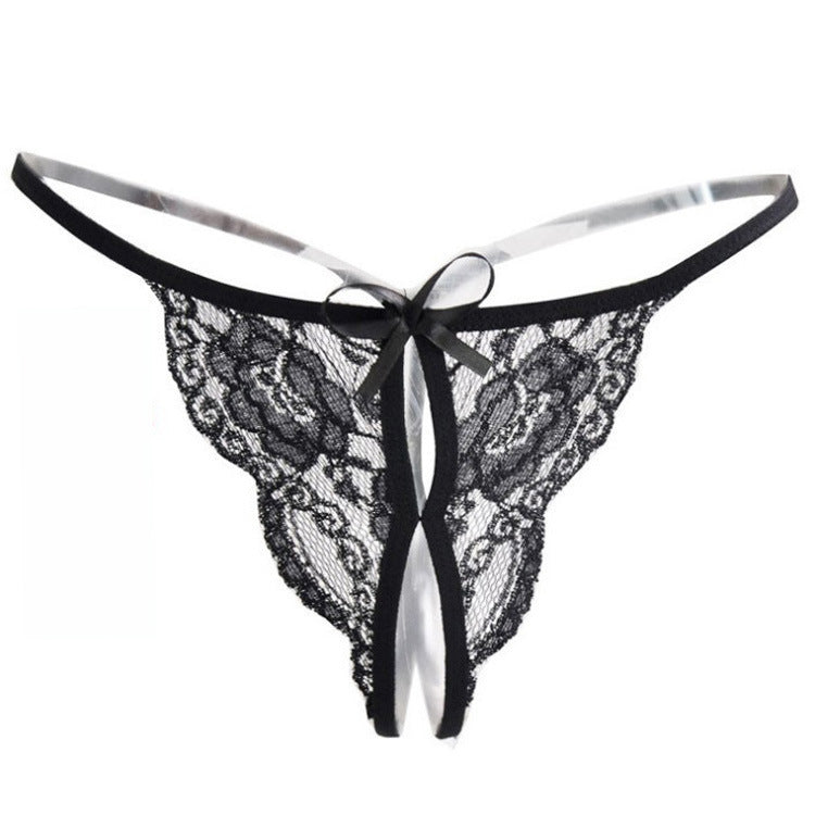 Lace T-Back Thong Panty with Satin Bow